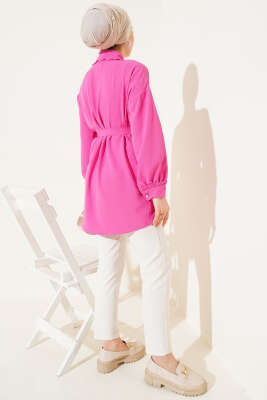 Fırfırlı Bebe Yaka Kuşaklı Gömlek Fuşya - 500-700 TL Ürünler
