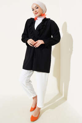 Fırfırlı Bileği Lastikli Kimono Siyah - 300-500 TL Ürünler