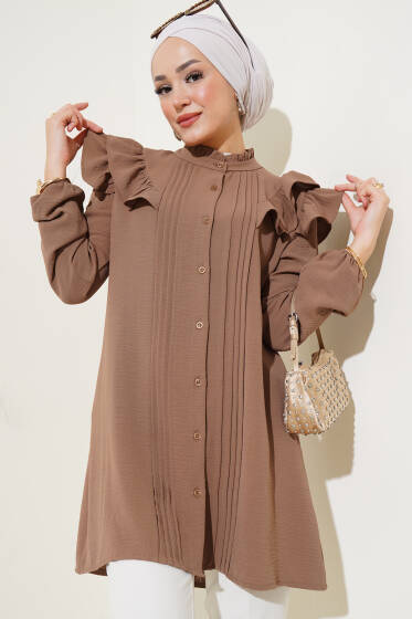 Fırfırlı Gömlek Camel - Gömlek