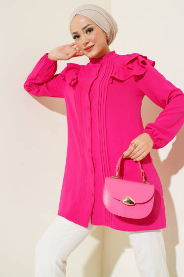 Fırfırlı Gömlek Fuşya - Gömlek