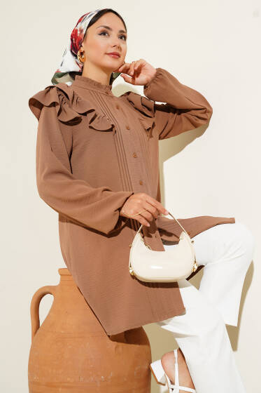 Fırfırlı Gömlek Latte - Gömlek