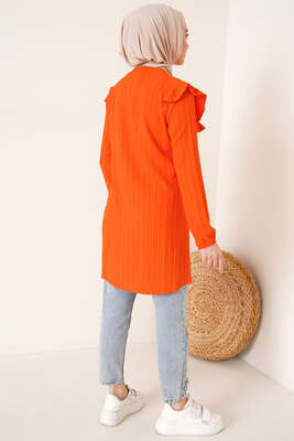 Fırfırlı İki Düğmeli Tunik Oranj - Tunik