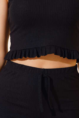 Fırfırlı İkili Takım Siyah - Yılın Fırsatı