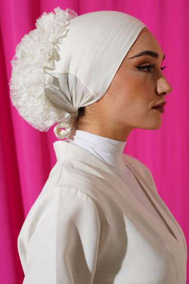 Fırfırlı Kaymaz Viskon Bone Ekru - BONE