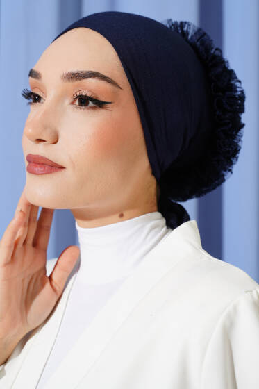 Fırfırlı Kaymaz Viskon Bone Lacivert - BONE