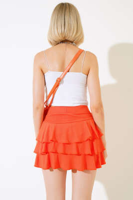Fırfırlı Mini Şort Etek Oranj - Kadın Giyim Modelleri