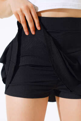Fırfırlı Mini Şort Etek Siyah - Kadın Giyim Modelleri