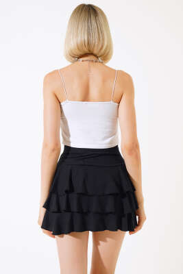 Fırfırlı Mini Şort Etek Siyah - Kadın Giyim Modelleri