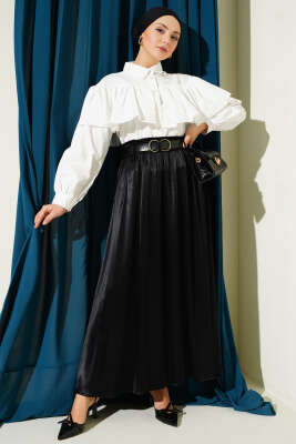 Fırfırlı Pelerin Detaylı Kısa Gömlek Ekru - Gömlek