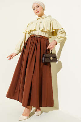 Fırfırlı Pelerin Detaylı Kısa Gömlek Nefti - Gömlek