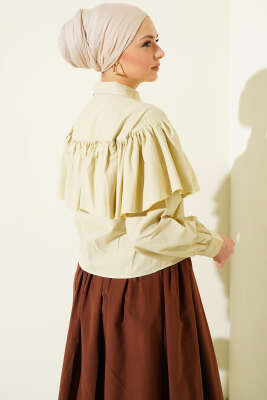 Fırfırlı Pelerin Detaylı Kısa Gömlek Nefti - Gömlek