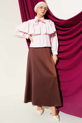 Fırfırlı Pelerin Detaylı Kısa Gömlek Pembe - Gömlek