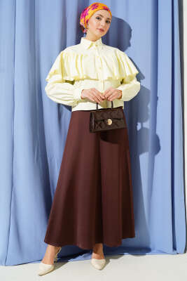 Fırfırlı Pelerin Detaylı Kısa Gömlek Sarı - Gömlek