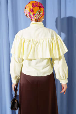 Fırfırlı Pelerin Detaylı Kısa Gömlek Sarı - Gömlek