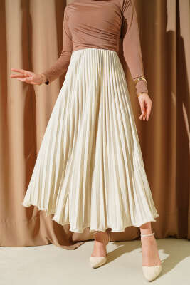 Fırfırlı Pileli Bel Lastikli Etek Taş - Etek