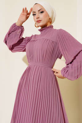 Fırfırlı Piliseli Şifon Elbise Magenta - 700-1000 TL Ürünler