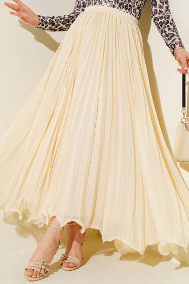 Fırfırlı Tül Etek Bej - Etek