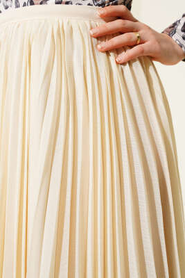 Fırfırlı Tül Etek Bej - Uzun Etek