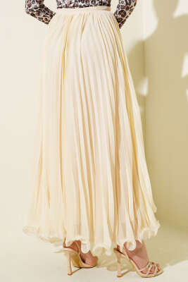 Fırfırlı Tül Etek Bej - Uzun Etek