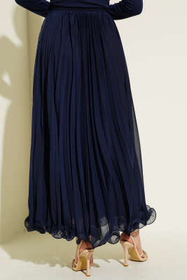 Fırfırlı Tül Etek Lacivert - Uzun Etek