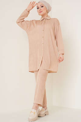 Fitil Detaylı İkili Takım Bej 