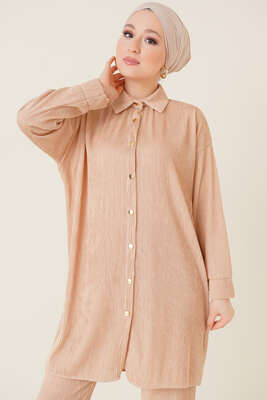 Fitil Detaylı İkili Takım Bej - İKİLİ TAKIM