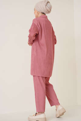 Fitil Detaylı İkili Takım Gül Kurusu - İKİLİ TAKIM