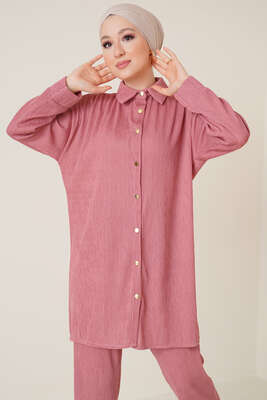 Fitil Detaylı İkili Takım Gül Kurusu - İKİLİ TAKIM