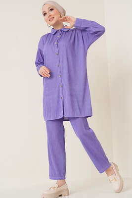 Fitil Detaylı İkili Takım Lila 