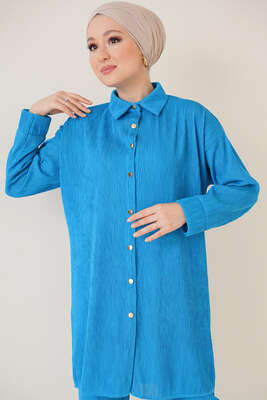 Fitil Detaylı İkili Takım Mavi - İKİLİ TAKIM