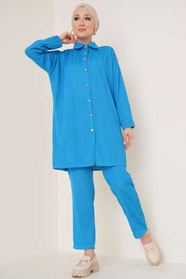 Fitil Detaylı İkili Takım Mavi 