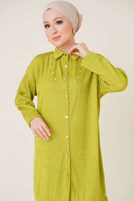 Fitil Detaylı İkili Takım Yağ Yeşili - İKİLİ TAKIM