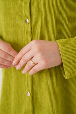 Fitil Detaylı İkili Takım Yağ Yeşili - İKİLİ TAKIM