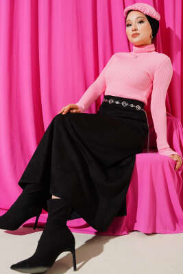 Fitilli Balıkçı Yaka Triko Kazak Pembe - 100-300 TL Ürünler