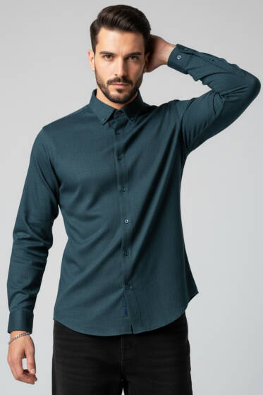 Fitilli Basic Erkek Gömlek Nefti - Erkek Gömlek