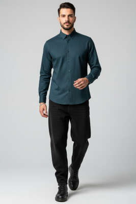 Fitilli Basic Erkek Gömlek Nefti - Erkek Gömlek