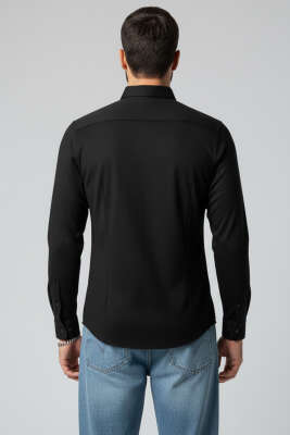 Fitilli Basic Erkek Gömlek Siyah - Erkek Gömlek