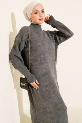 Fitilli Basic Triko Elbise Antrasit 