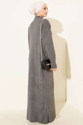 Fitilli Basic Triko Elbise Antrasit - Elbise