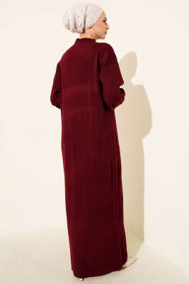 Fitilli Basic Triko Elbise Bordo - Elbise