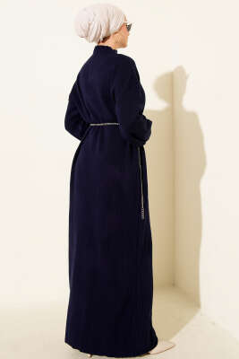 Fitilli Basic Triko Elbise Lacivert - Elbise