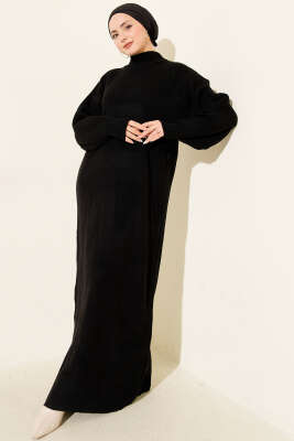 Fitilli Basic Triko Elbise Siyah - KILIÇ TRİKO