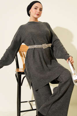 Fitilli Basic Triko İkili Takım Füme - NESSİA