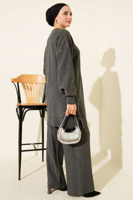 Fitilli Basic Triko İkili Takım Füme - İkili Takım