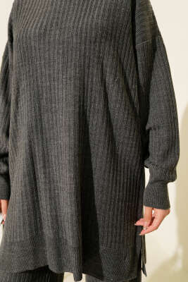 Fitilli Basic Triko İkili Takım Füme - İkili Takım