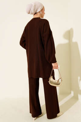 Fitilli Basic Triko İkili Takım Kahve - İkili Takım