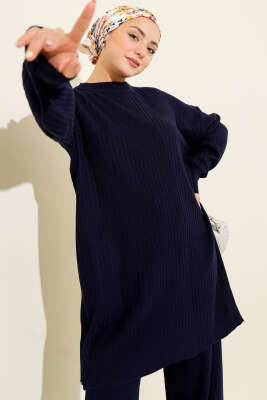 Fitilli Basic Triko İkili Takım Lacivert - İkili Takım