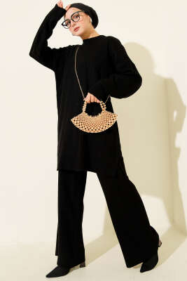 Fitilli Basic Triko İkili Takım Siyah - NESSİA