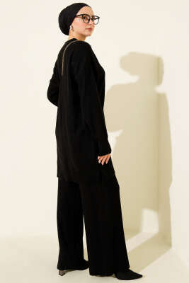 Fitilli Basic Triko İkili Takım Siyah - İkili Takım