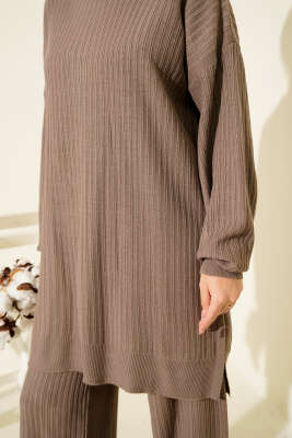 Fitilli Basic Triko İkili Takım Vizon - İkili Takım